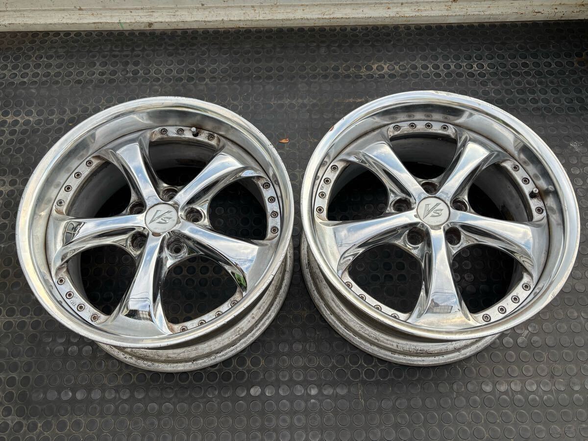WORK VS-KF メッキ 18インチ 114.3 5穴 9j +45 Oディスク 2本 VS KF 旧ディスク拍卖