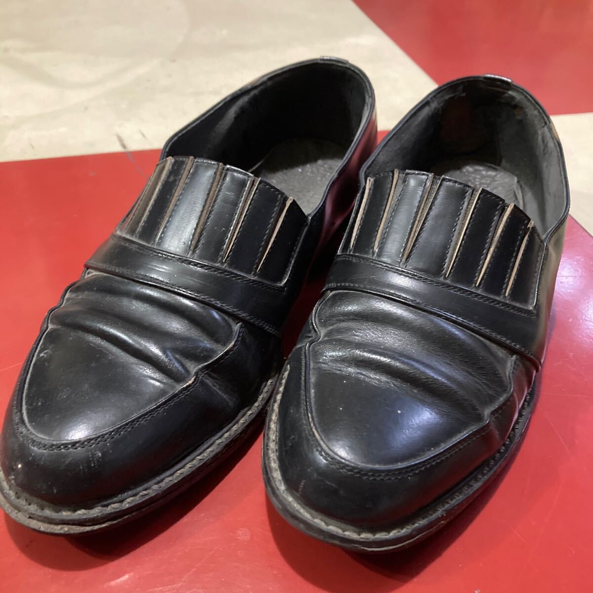 ビンテージ当時物 ペパーミント 本革 靴 50s ロカビリー ダンスシューズ ツイスト クリームソーダ ドライボーンズ ピンクドラゴン 26.5㎝拍卖