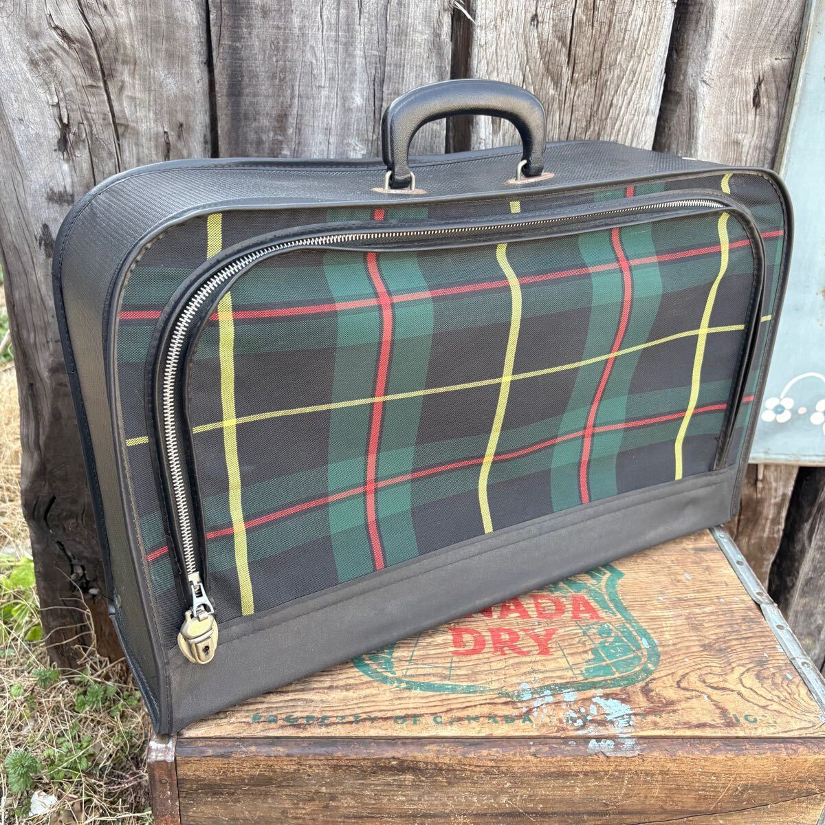 【USA vintage】suit case スーツケース キャリーバッグ トランク バッグ カバン チェック柄 レトロ アメリカ ビンテージ拍卖