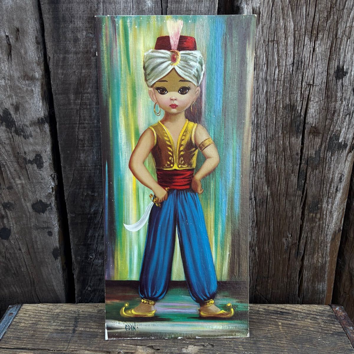 【1960s USA vintage】EDEN BIG EYES wall art 5 ビッグアイズ アメリカ ビンテージ 絵 女の子 ウォールアート拍卖