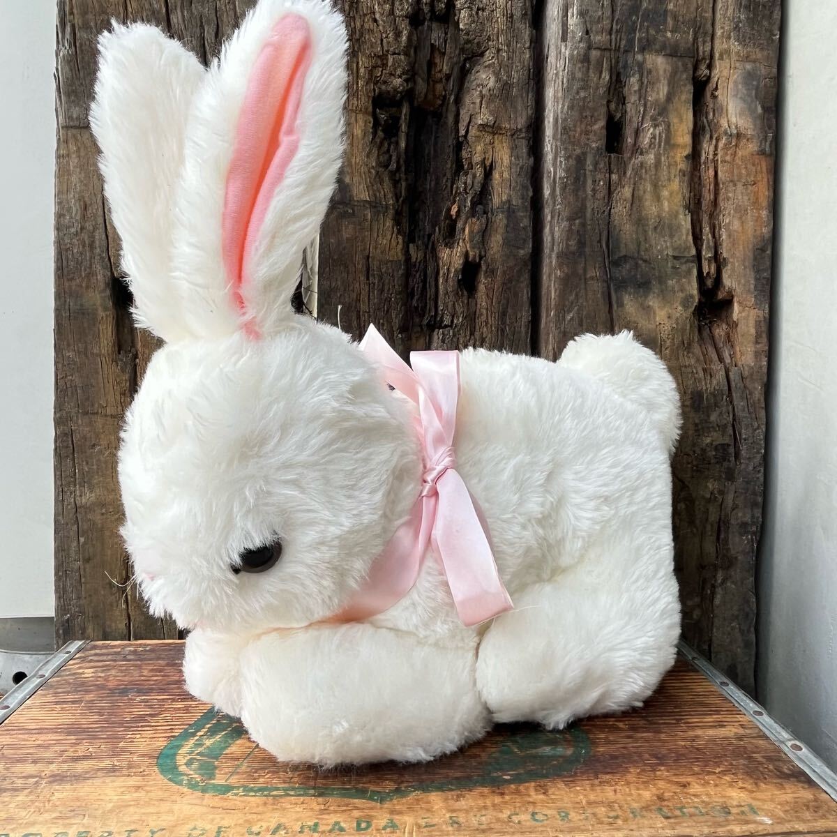 【USA vintage】Bunny Plush with ribbon tie ぬいぐるみ うさぎ レトロ アメリカ ビンテージ拍卖