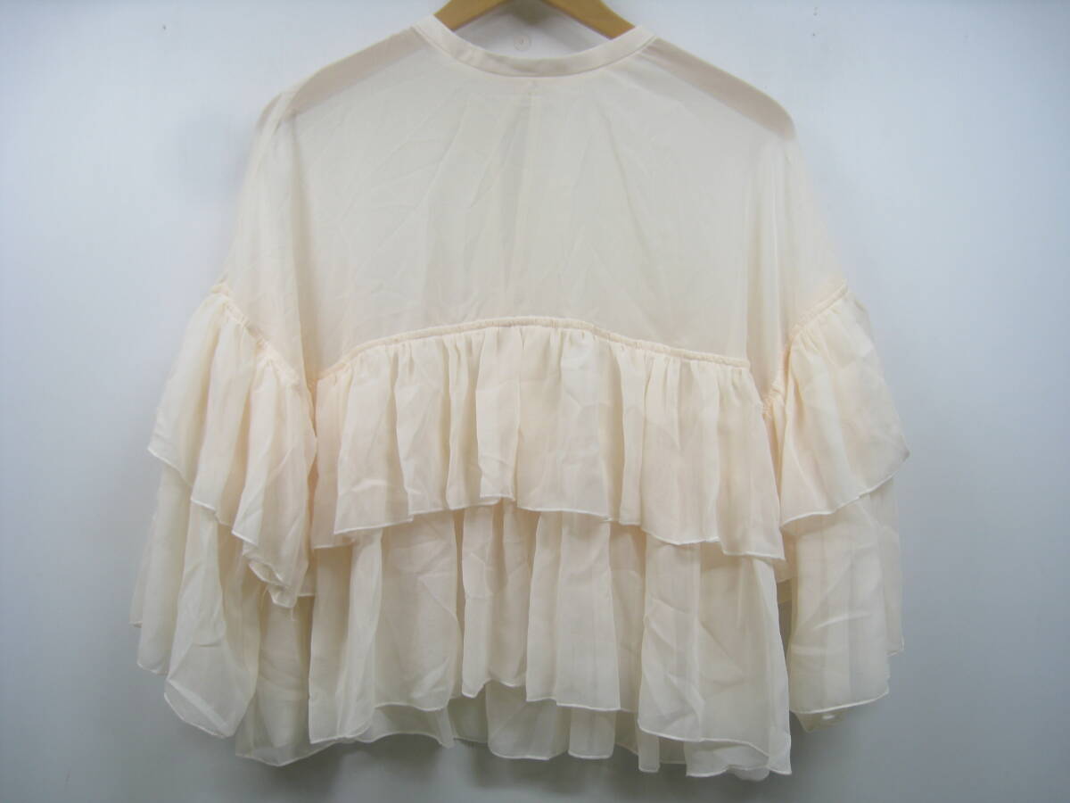 Soeur7 スール シフォン フリル ブラウス 長袖 トップス シースルー 白 ホワイト サイズ9拍卖