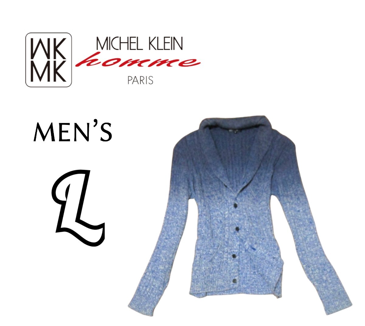 メンズL◇MICHEL KLEIN◇グラデーション ショールカラーカーディガン拍卖