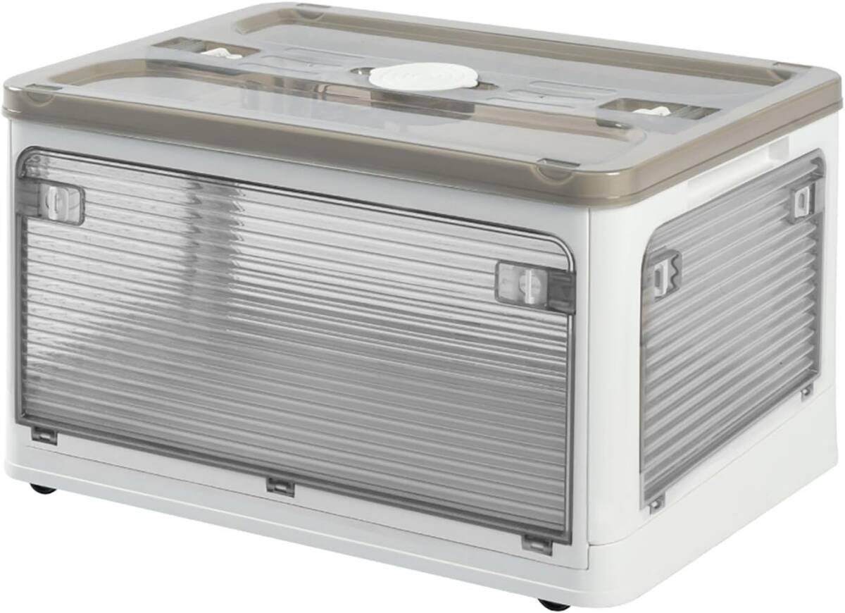 収納ボックス 折畳み キャスター付き 5面開閉 Lサイズ 収納ケース 押入れ収納 組立簡単 透明収納ケース tks-yy179-53-wh拍卖