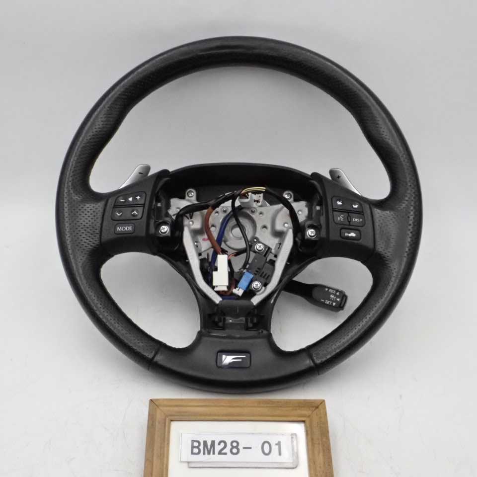 平成22年 レクサス IS250 バージョンF GSE20 中期 純正 ステアリングホイール ハンドル レザー スイッチ付 パドルシフト付 中古 即決拍卖