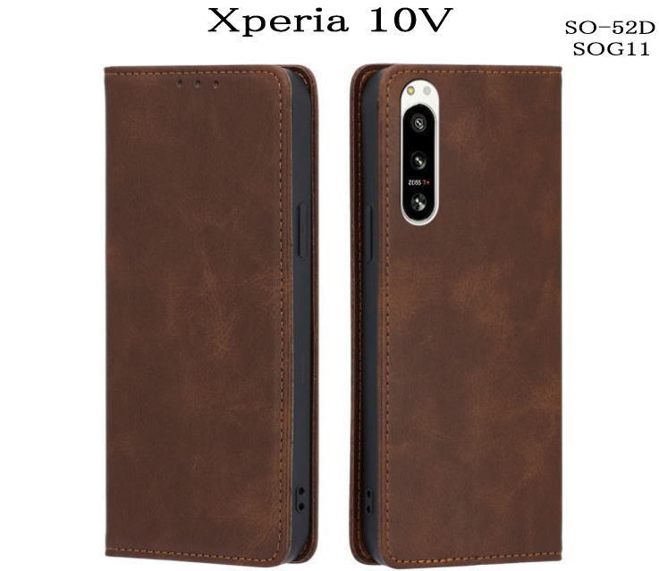 Xperia 10V レザー手帳型ケース SO-52D/SOG11  ブラウン拍卖