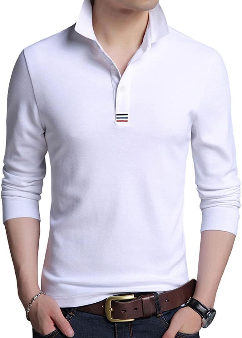 メンズ ポロシャツ 長袖 tシャツ 無地 綿 3XL拍卖