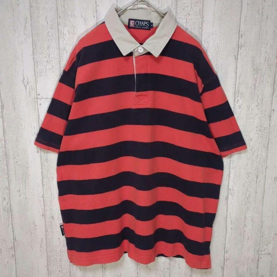 CHAPS チャップス 90S ラガーシャツ ボーダー ポロシャツ 古着 #h268拍卖