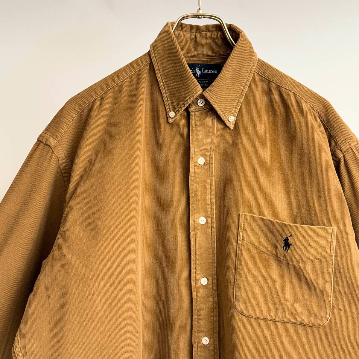 希少《 Dead / Old Model 》90s デッド【 Ralph Lauren BIG SHIRT ベージュ コーデュロイ BDシャツ S ビンテージ オールド 】 拍卖