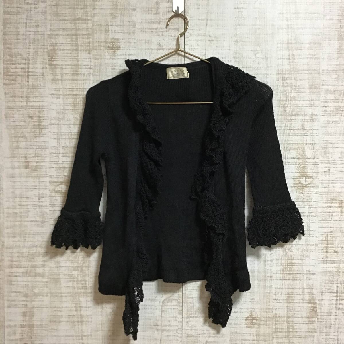 A611◇GRACE|グレース カーディガン 黒 サイズS拍卖
