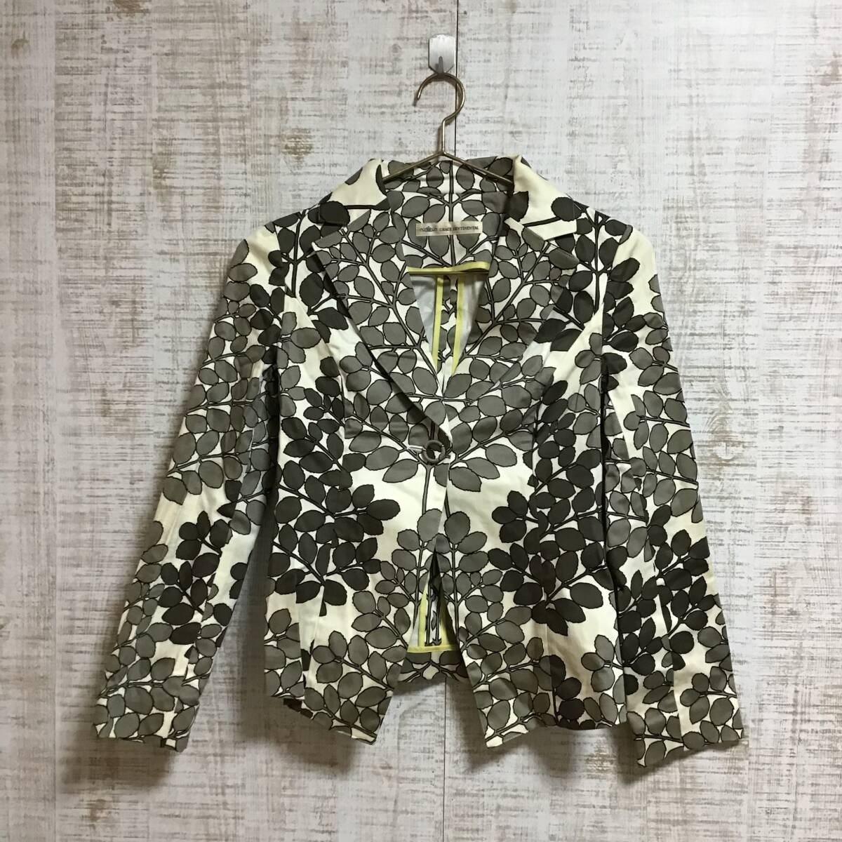 A610◇GRACE CONTINENTAL|グレースコンチネンタル ジャケット グレー×ホワイト サイズS拍卖