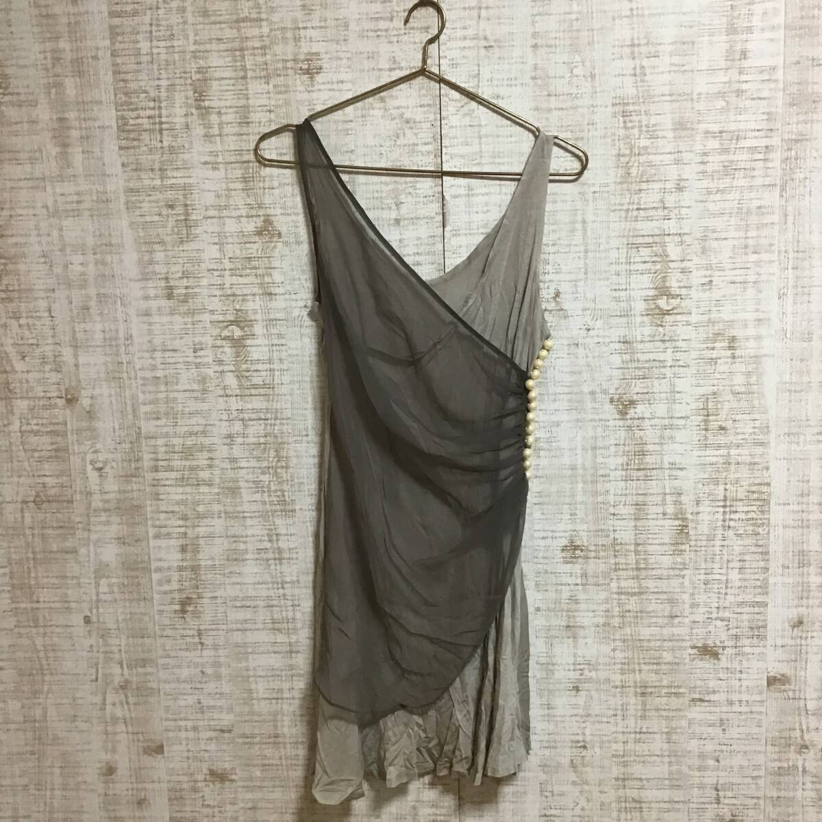 A606◇GRACE CONTINENTAL|グレースコンチネンタル ノースリーブワンピース グレー サイズS拍卖