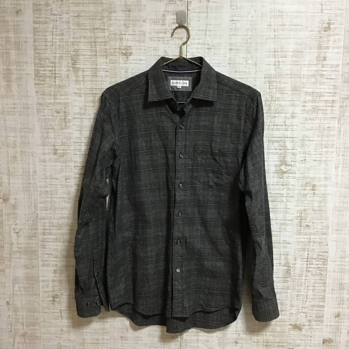 H12◇SIMPLE LIFE|シンプルライフ 長袖シャツ グレー サイズM拍卖