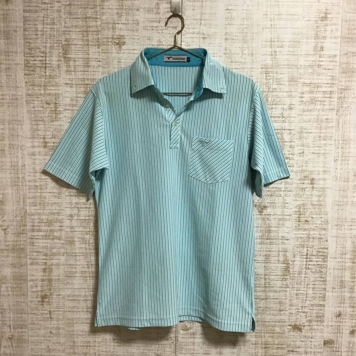 H16◇TOURSTAGE|ツアーステージ 半袖ポロシャツ 水色 サイズM拍卖