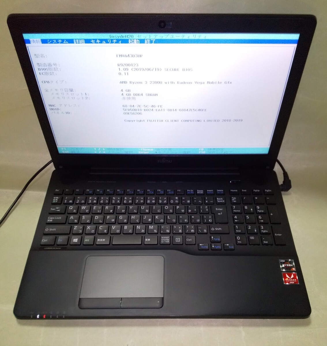 【Bios OK】 FUJITSU LIFEBOOK AH43/D3 AMD Ryzen 3 2300U ①拍卖
