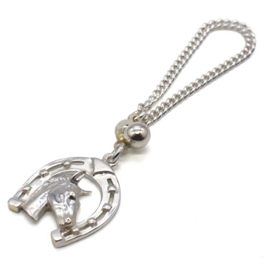 送料無料★Jeis-aoyama★ジェイスアオヤマ★銀製(SILVER925)シルバーキーホルダー★馬と蹄鉄★乗馬★ポリッシングペン付拍卖