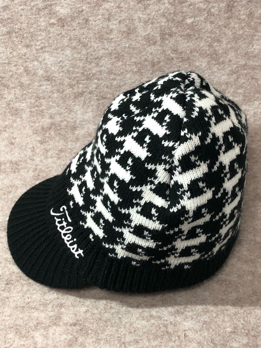 タイトリスト Titleist ニットキャップ 千鳥柄 ゴルフGOLF ニット帽 つば付ニット拍卖