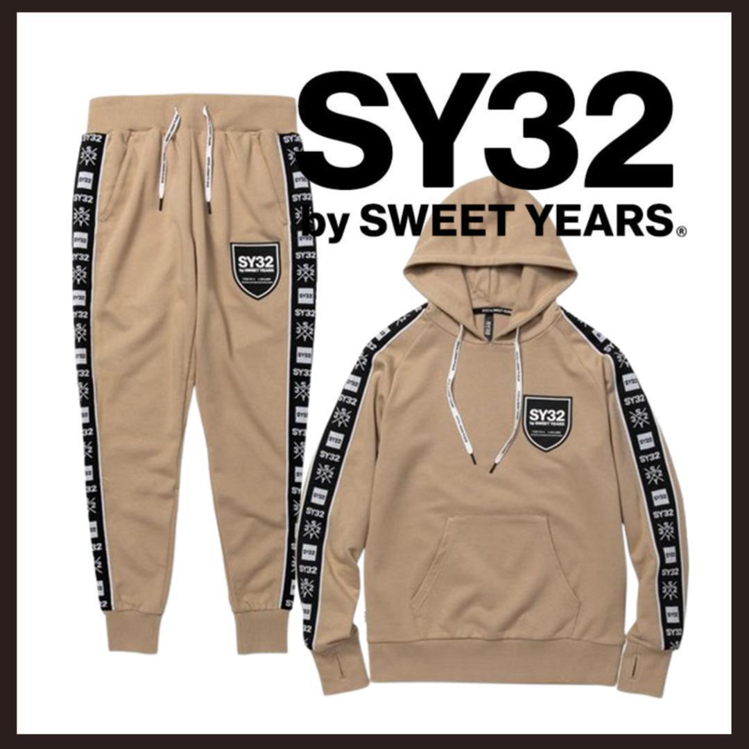 ○★新品 未使用 SY32 ラインテープ フーディ&パンツ セットアップ ベージュ M(エスワイサーティトゥ スィートイヤーズ)○●拍卖