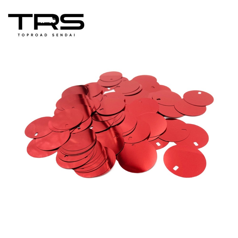 TRS スパンコール 単品 30mmφ 取付穴付 100個 ミラーレッド 390104拍卖