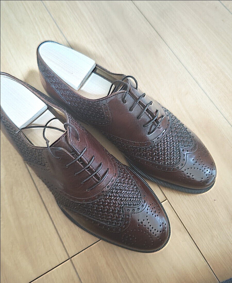 【未使用】サントーニ Santoni 革靴 ブラウン 26.5cm イタリア製拍卖