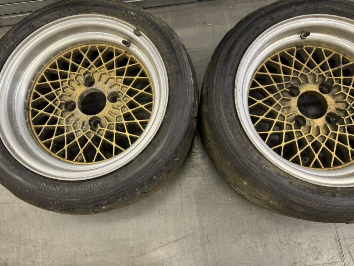 希少 7J 深リム 旧車 15インチ 2本セット エンケイ SX メッシュ オフセット0位 頭文字D AE86 ボルクレーシング スピードスター拍卖