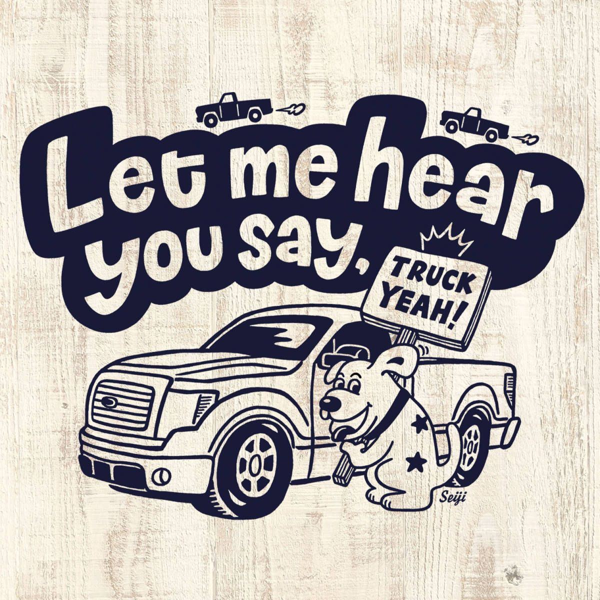 ■ TRUCK YEAH Tシャツ■レディースLサイズ相当(ホワイトxネイビー)アメ車 フォード ドッグ ワンちゃん 犬 FORD DOG拍卖