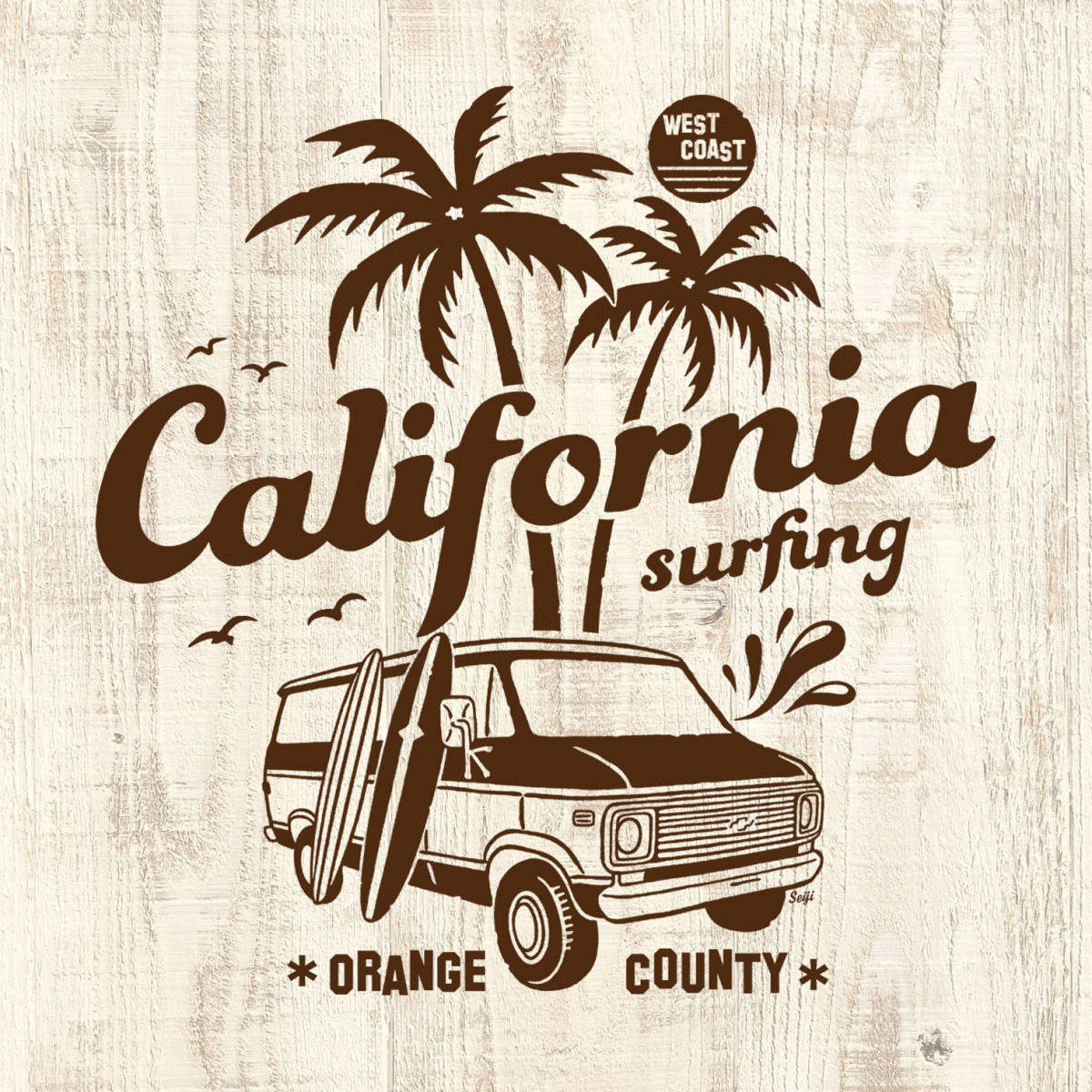 ■ CALIFORNIA Tシャツ■Lサイズ(ホワイトxブラウン)アメリカ アメ車 シボレー シェビーバン フルサイズバン CHEVROLET CHEVY VAN拍卖