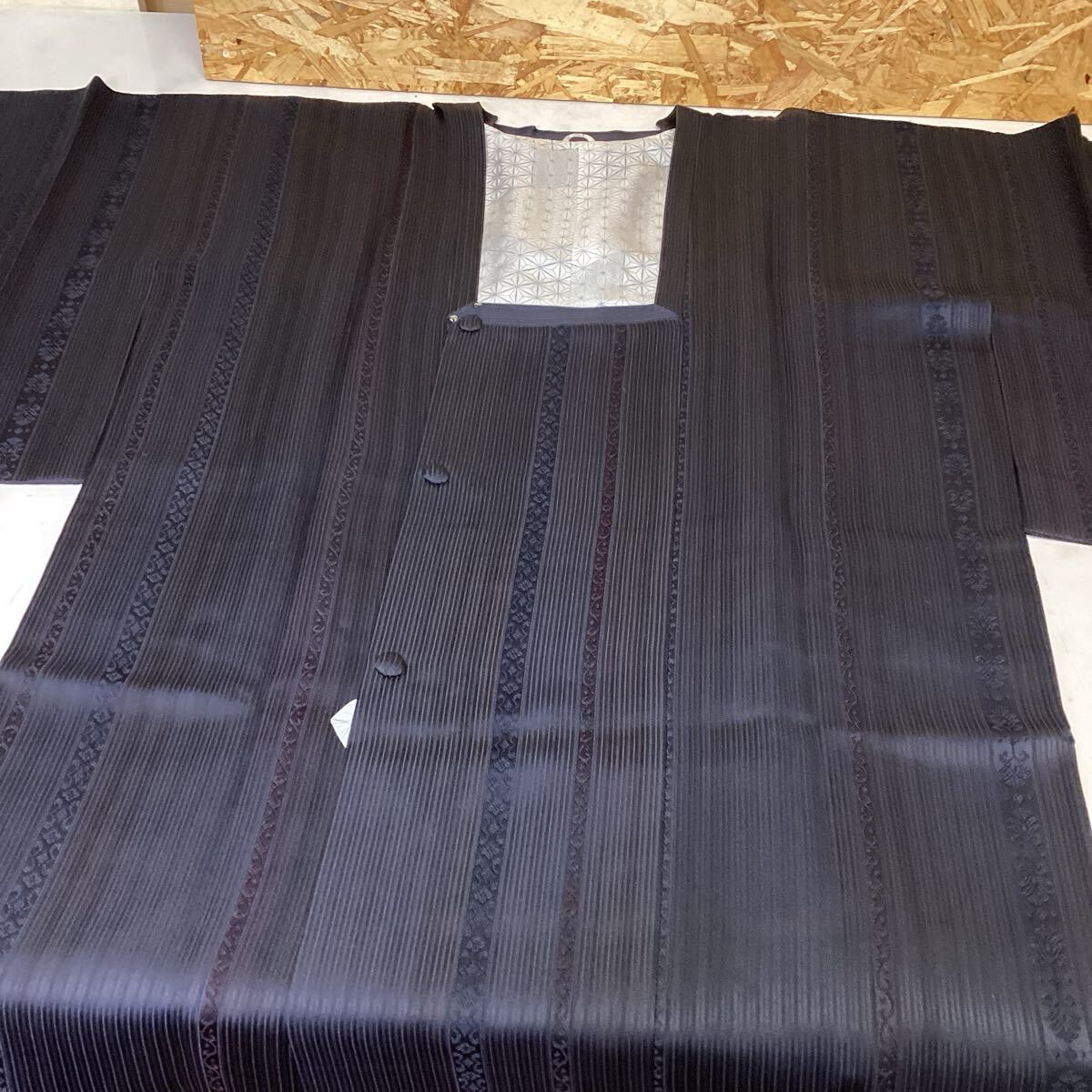 和装 着物コート 羽織 上着 紺 縞 上品 エレガント シンプル そ-57拍卖