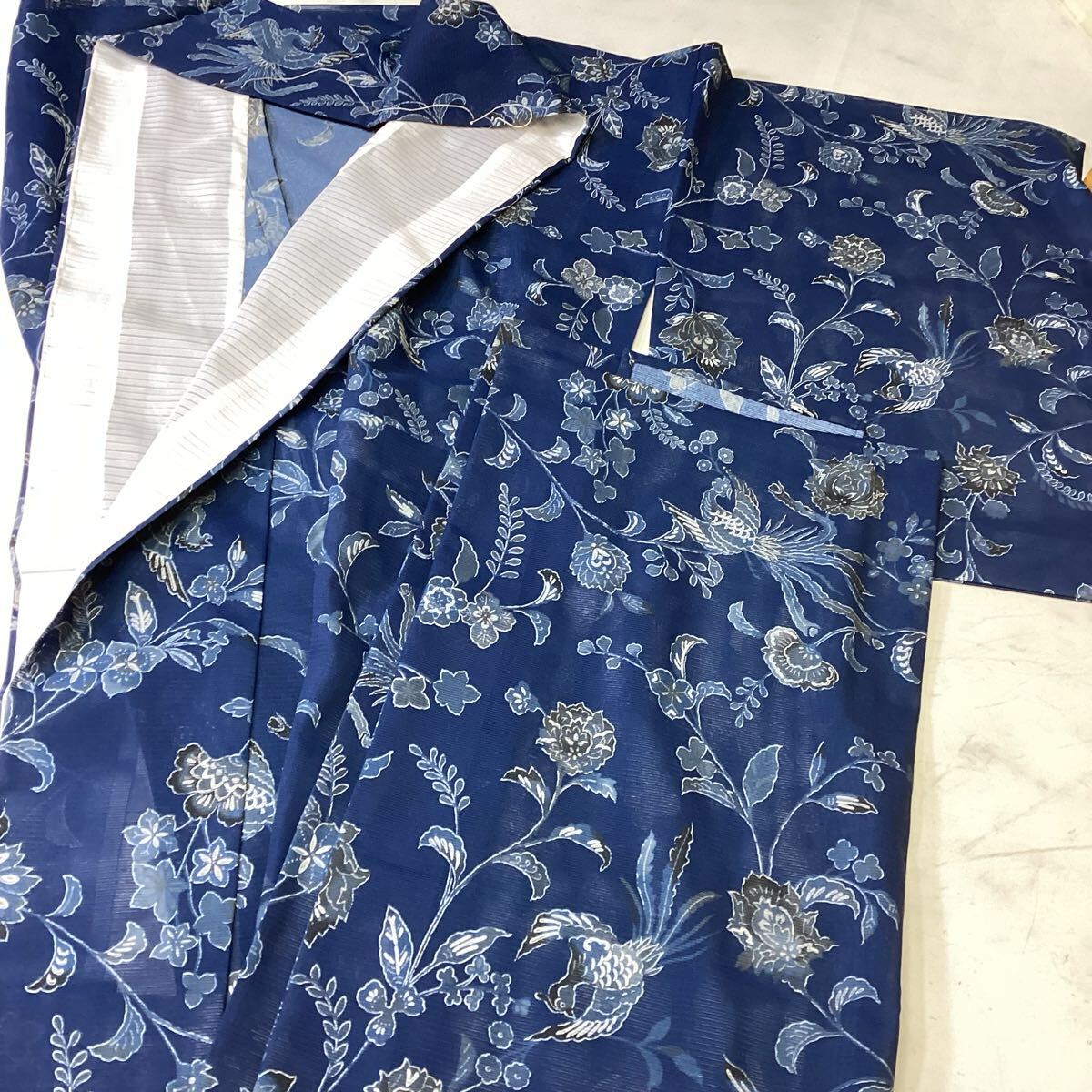 和装 着物 青 花柄 透け感 涼しげ カジュアル レディース そ-60拍卖