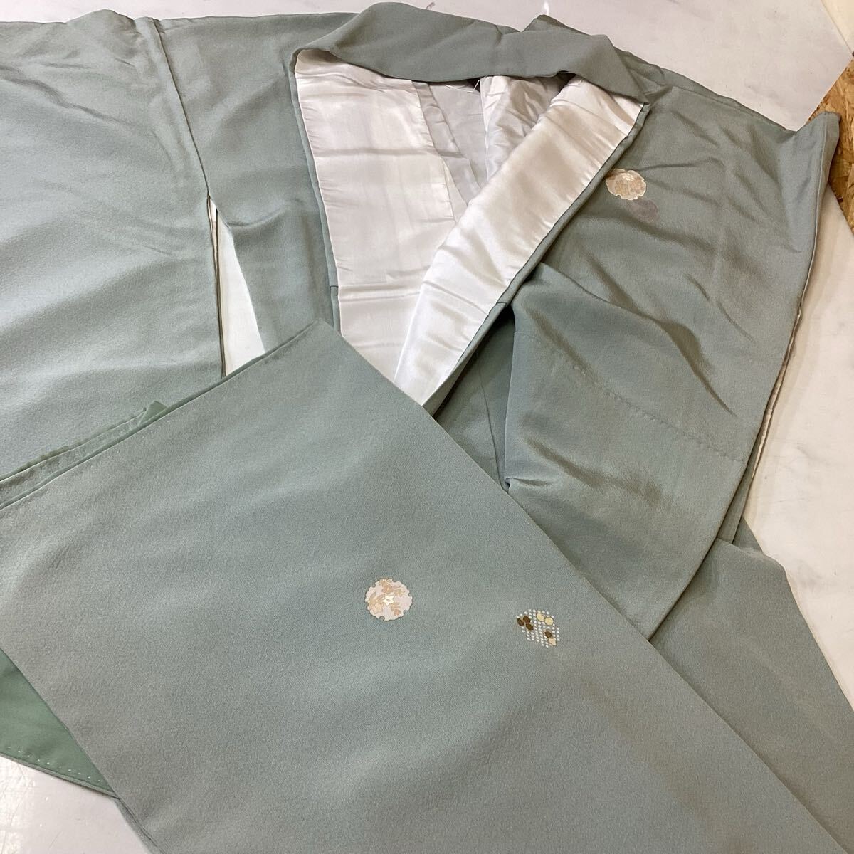 和装 着物 緑系 水色系 レトロ柄 シンプル エレガント た-51拍卖