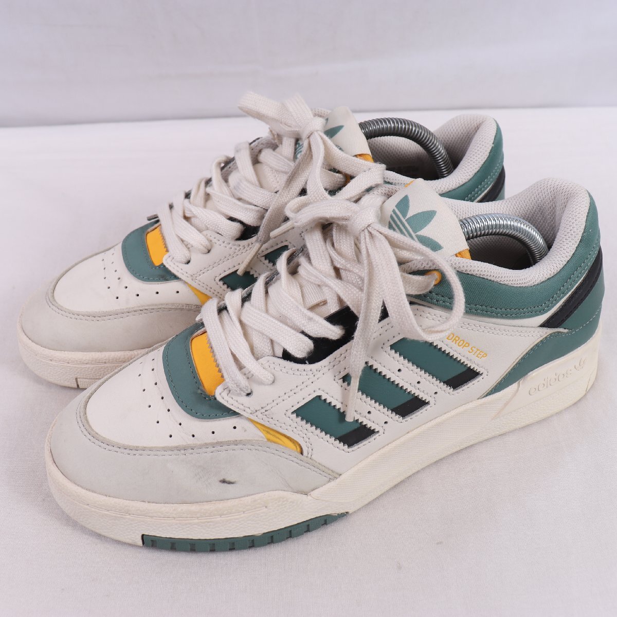 DROP STEP LOW 26.0cm/adidas ドロップステップ ロウ アディダス スニーカー 白 ホワイト 黄色 モスグリーン 中古 古着 メンズ ad6075拍卖
