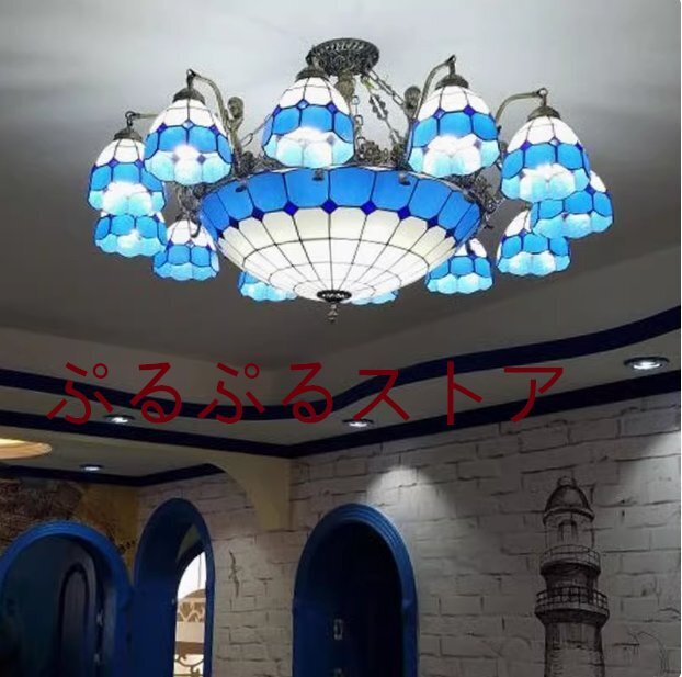 極美品 ステンドグラス ペンダントライト豪華天井照明ステンドグラスランプ ガラス工芸品拍卖