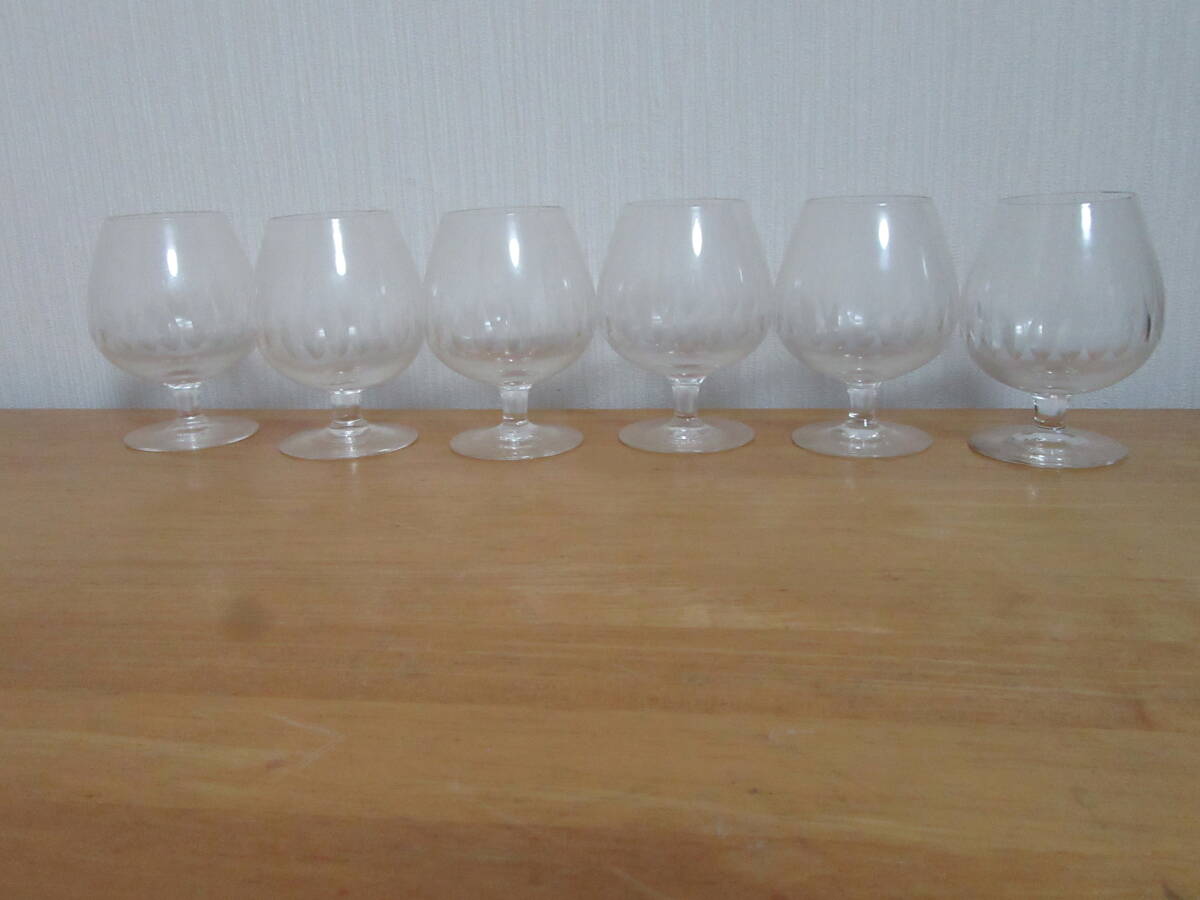 ★ガラス★硝子★ブランデーグラス 6脚セット★コップ★ヴィンテージ★インテリア★オブジェ★昭和レトロ☆未使用☆拍卖