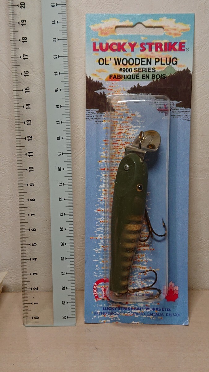 未使用★ラッキーストライク ウッドプラグ 900シリーズ #923 グリーンパイク 整 替新25.3本箱上拍卖