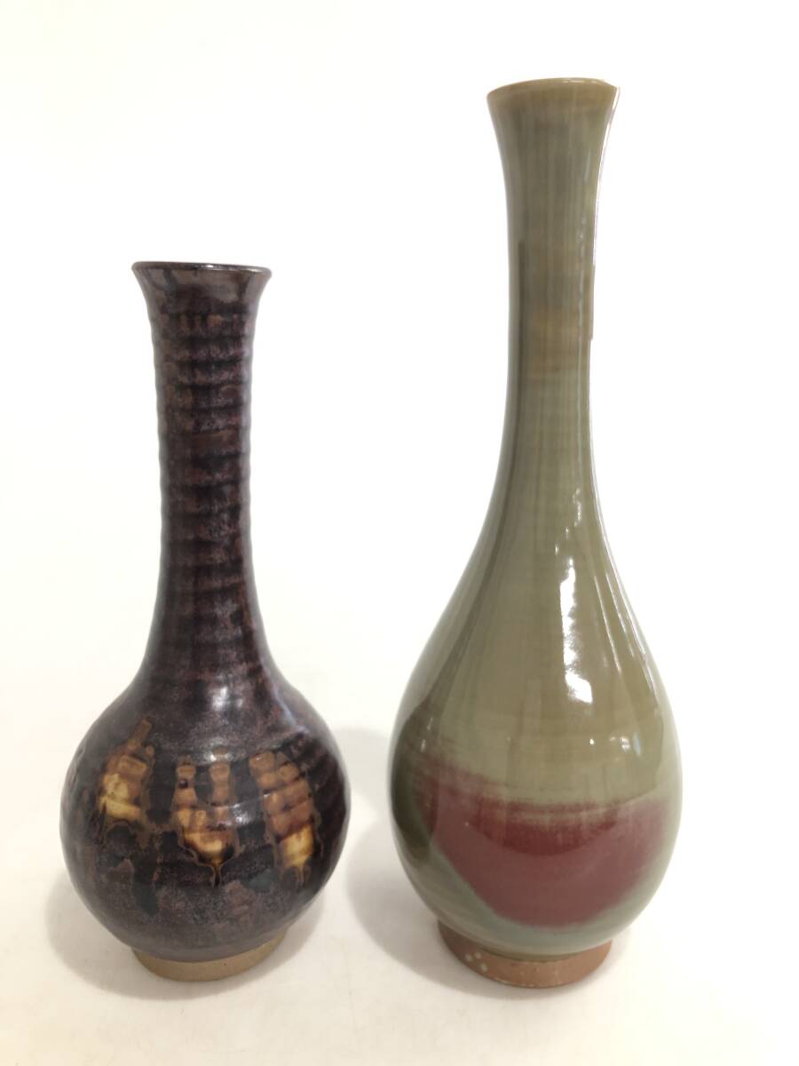 B3159 花瓶 花器 花入 鶴首 えびの 笛泉 2点まとめて 和風拍卖