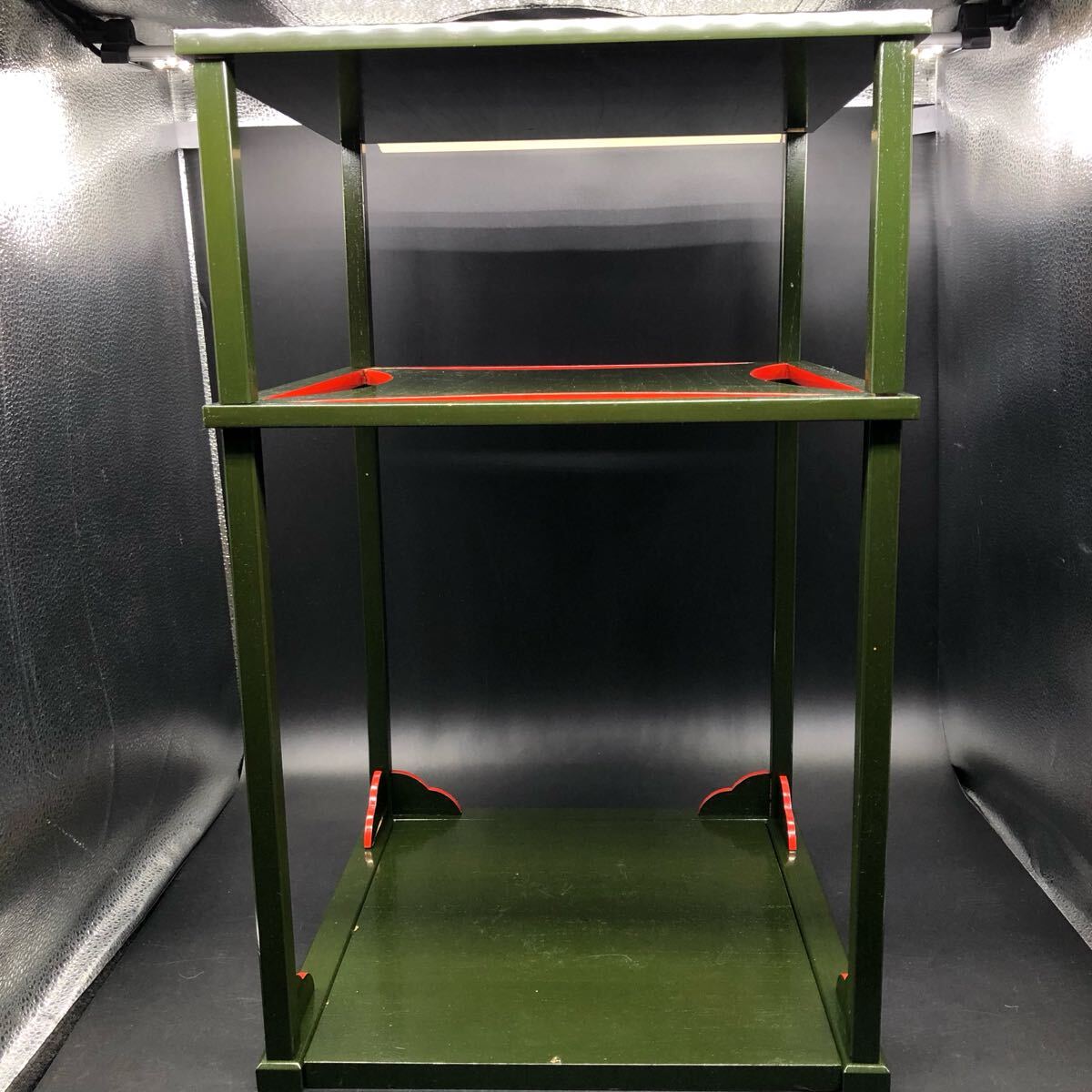 青漆爪紅糸巻棚 茶棚 糸巻棚 組み立て式 表千家 青漆爪紅 茶道具 棚物 小棚 インテリア イ11拍卖