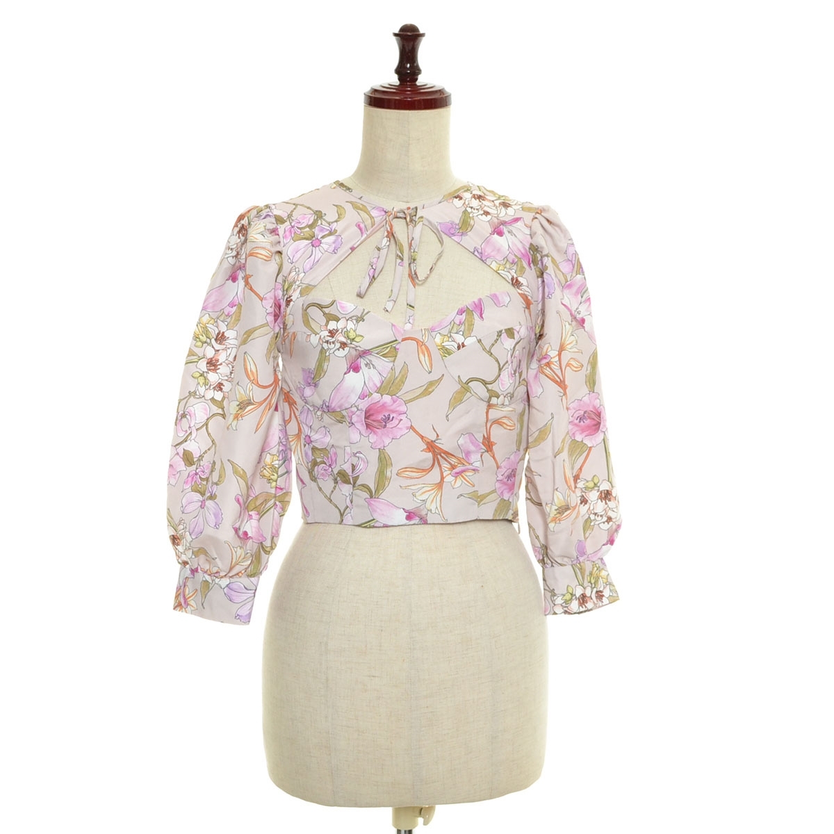 ■531265 eimy istoire エイミーイーストワール ●5分袖ブラウス フロントリボンブラウス 1122210038 サイズS 22ss レディース ピンク拍卖