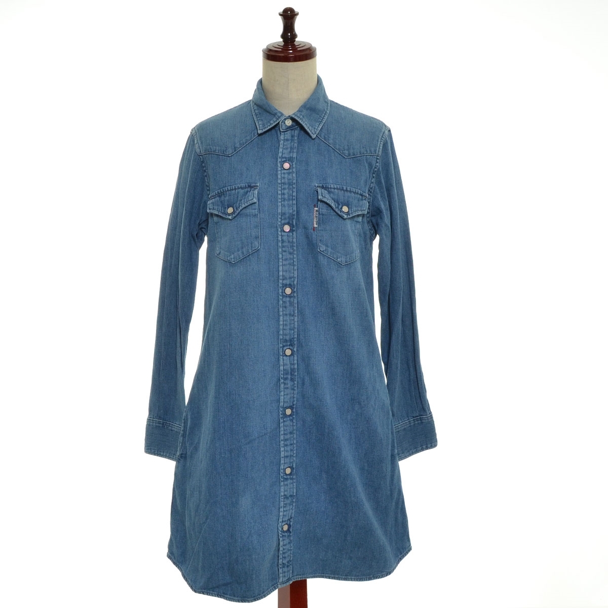 ■529722 BLUE BLUE ブルーブルー ●ワンピース デニムシャツワンピース サイズ2 レディース拍卖