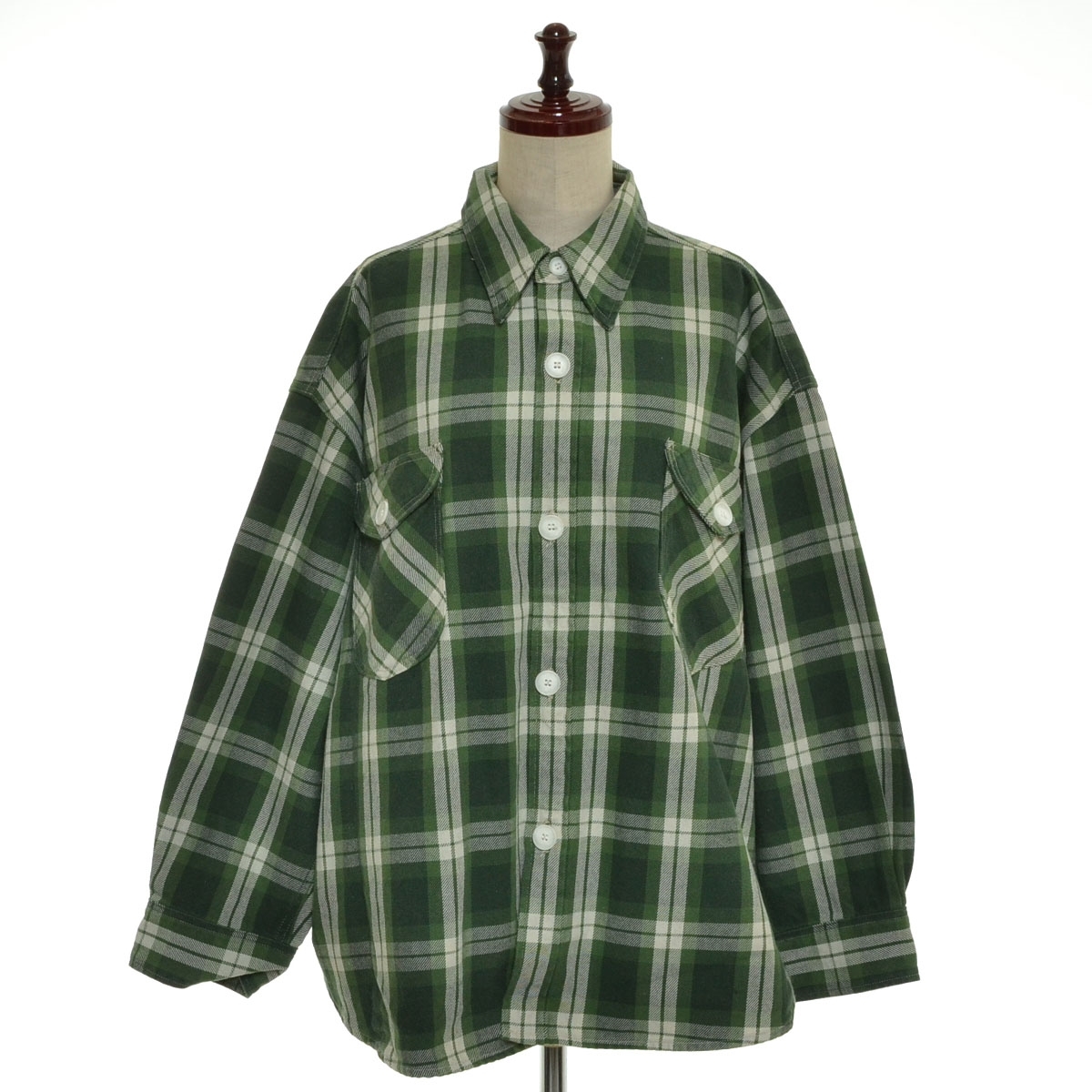 ■530936 Lee リー ●長袖シャツ ビッグシルエット ワークシャツジャケット LL6141 サイズM レディース グリーン ホワイト拍卖