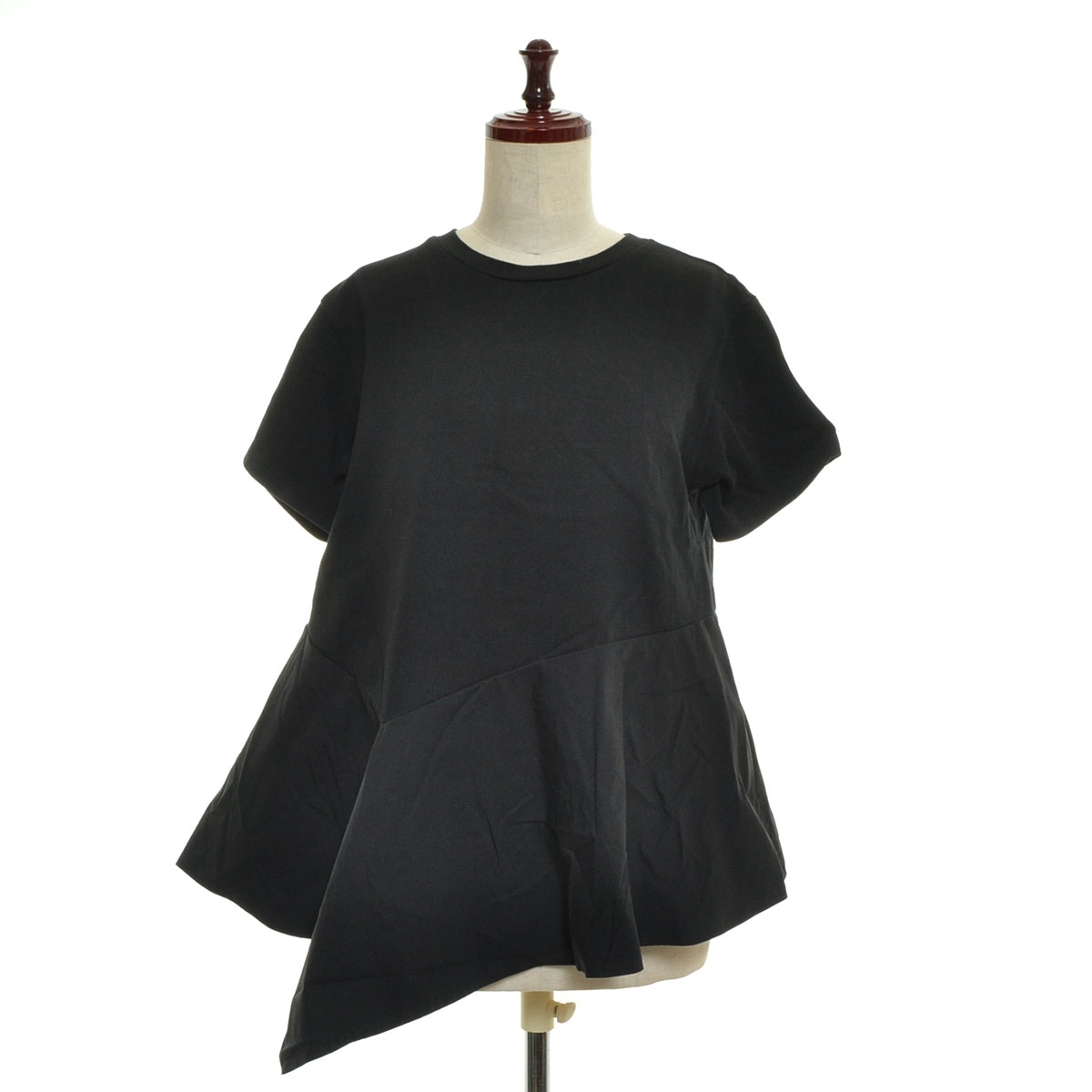 ■526772 ELENDEEK エレンディーク ●半袖Tシャツ フィンコンビネーションカットソー サイズF レディース ブラック拍卖