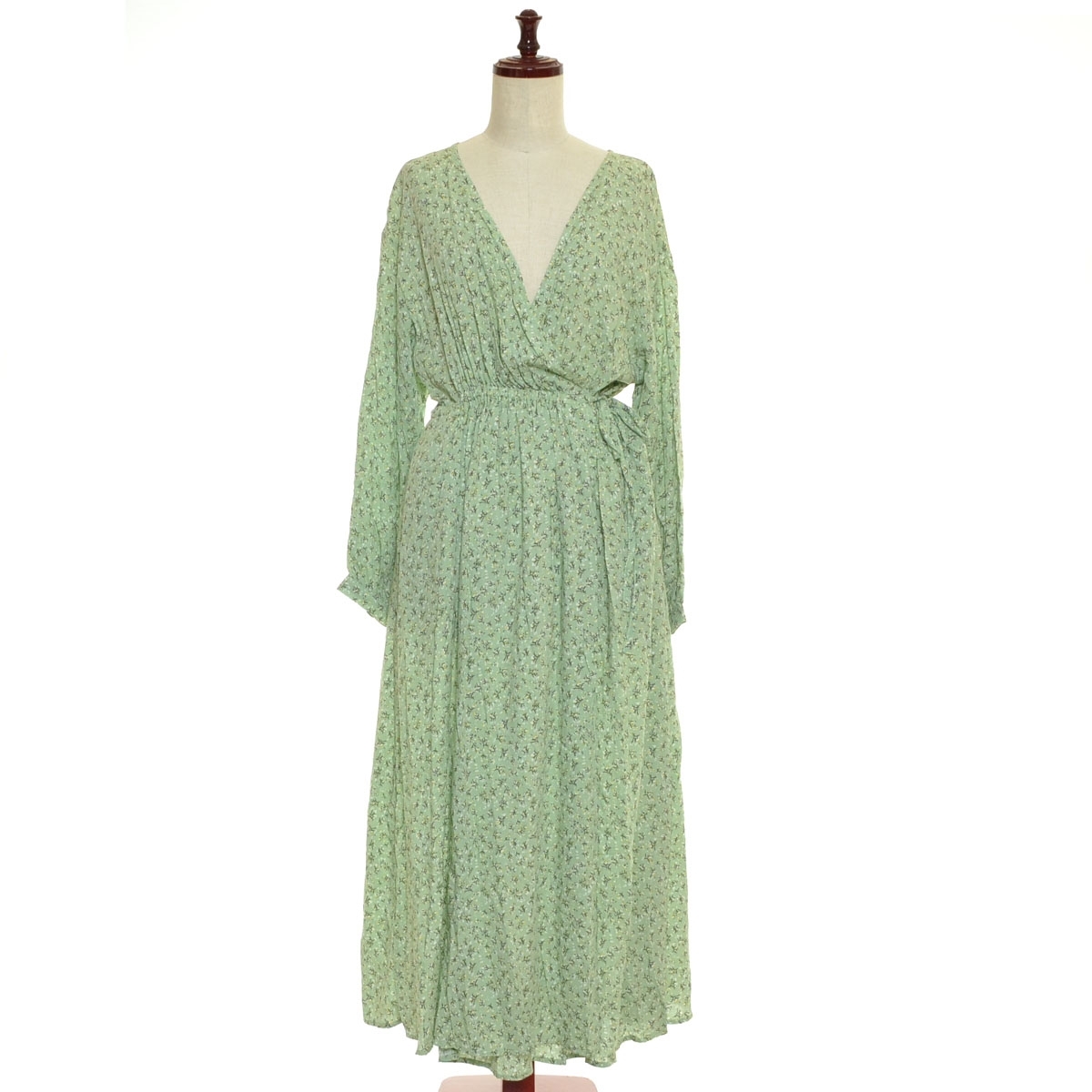 ■518776 LOWRYS FARM ローリーズファーム アダストリア ●ロングワンピース カシュクールワンピース 小花柄 サイズF レディース拍卖