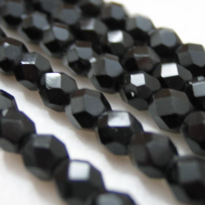 ★チェコ ファイヤーポリッシュ★4mm 50個★ジェット★ファイアーポリッシュ FP拍卖