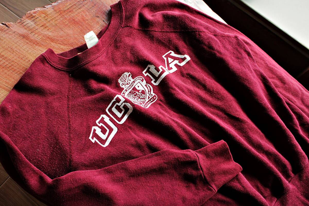 米国古着★/ 70s米国古着/SEARSシアーズ/スウェットシャツL(日本人M~Lサイズ) エンジ★UCLA★made in USA★ヴィンテージ拍卖