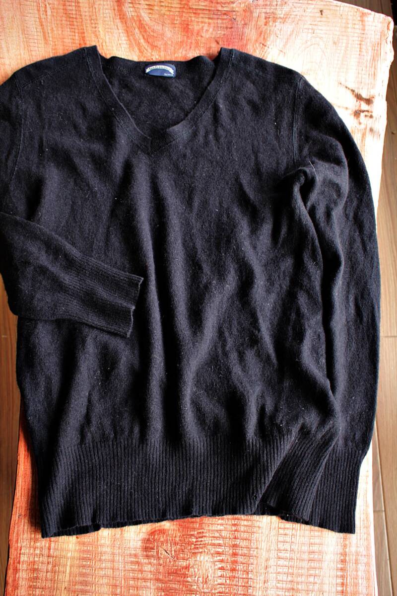 San Francisco★/ イタリー生地/ウールVネックセーターM ブラック★聖林公司★ハリウッドランチマーケット★カシミア&アンゴラ&レーヨン混拍卖