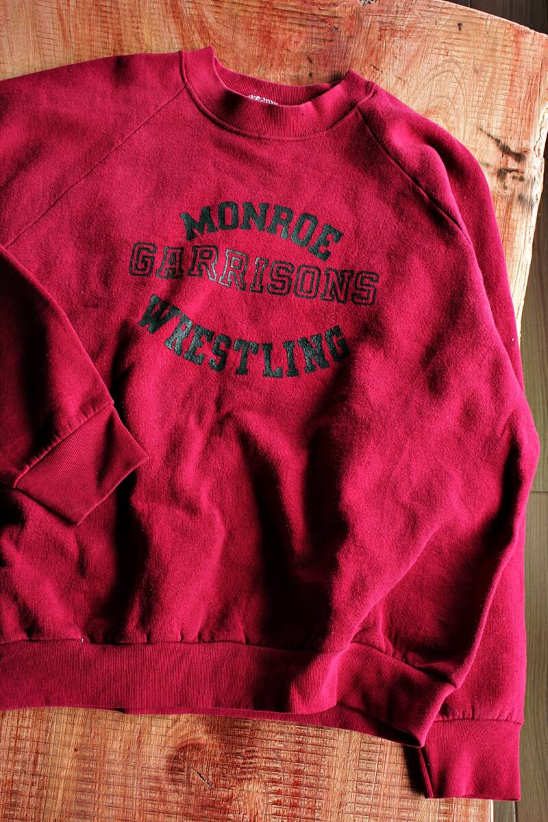 米国古着★/ 80s~90s米国古着/Fruit of the Loom/スウェットシャツLサイズ エンジ★made in USA★フルーツオブザルーム拍卖