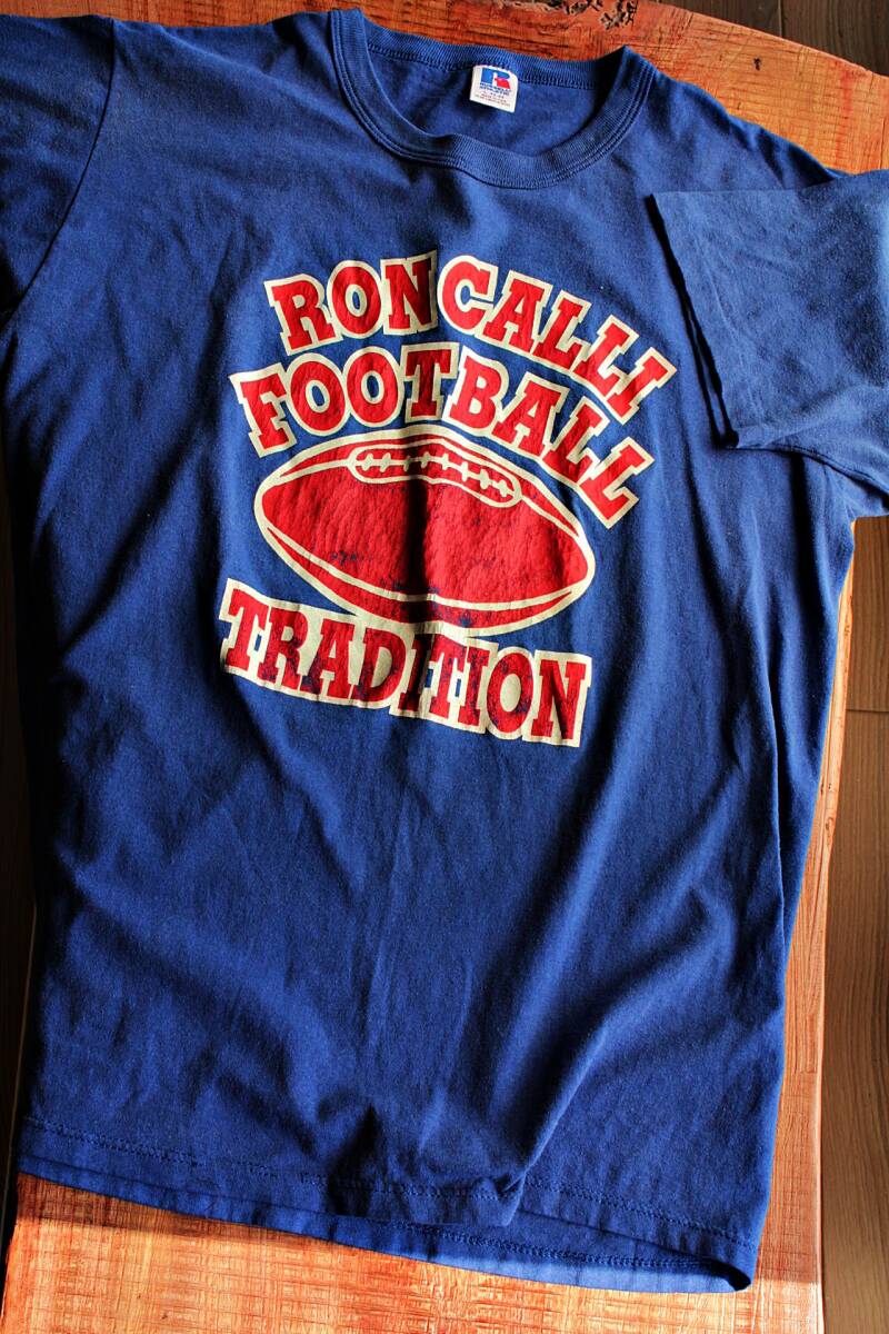 RUSSEL/ラッセル★/ 80s米国古着/半袖TシャツL ブルー★made in USA★RRL★ヴィンテージ拍卖