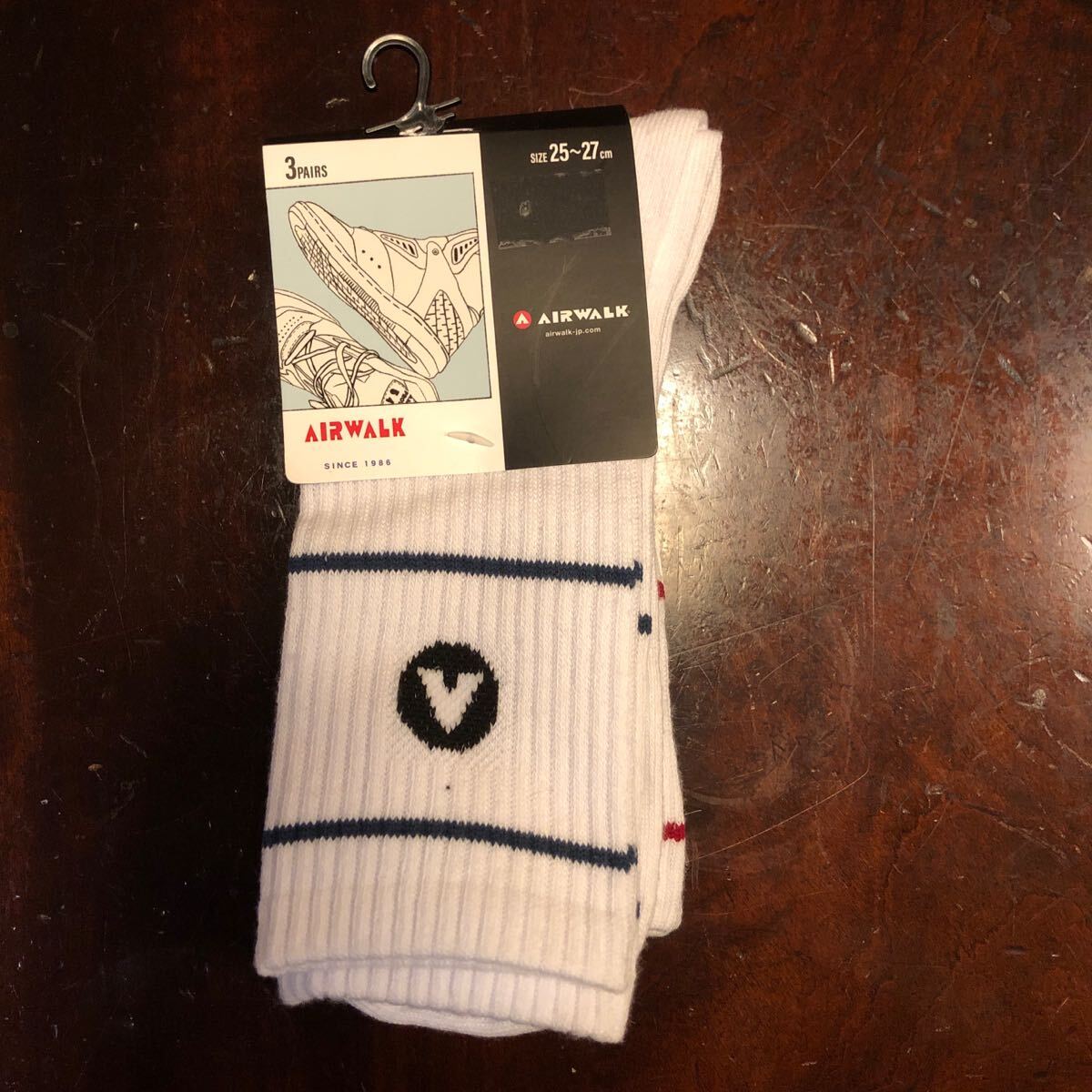 新品 タグ付 AIRWALK ソックス 靴下 25-27cm 学生 スクールソックス MEN 3足拍卖