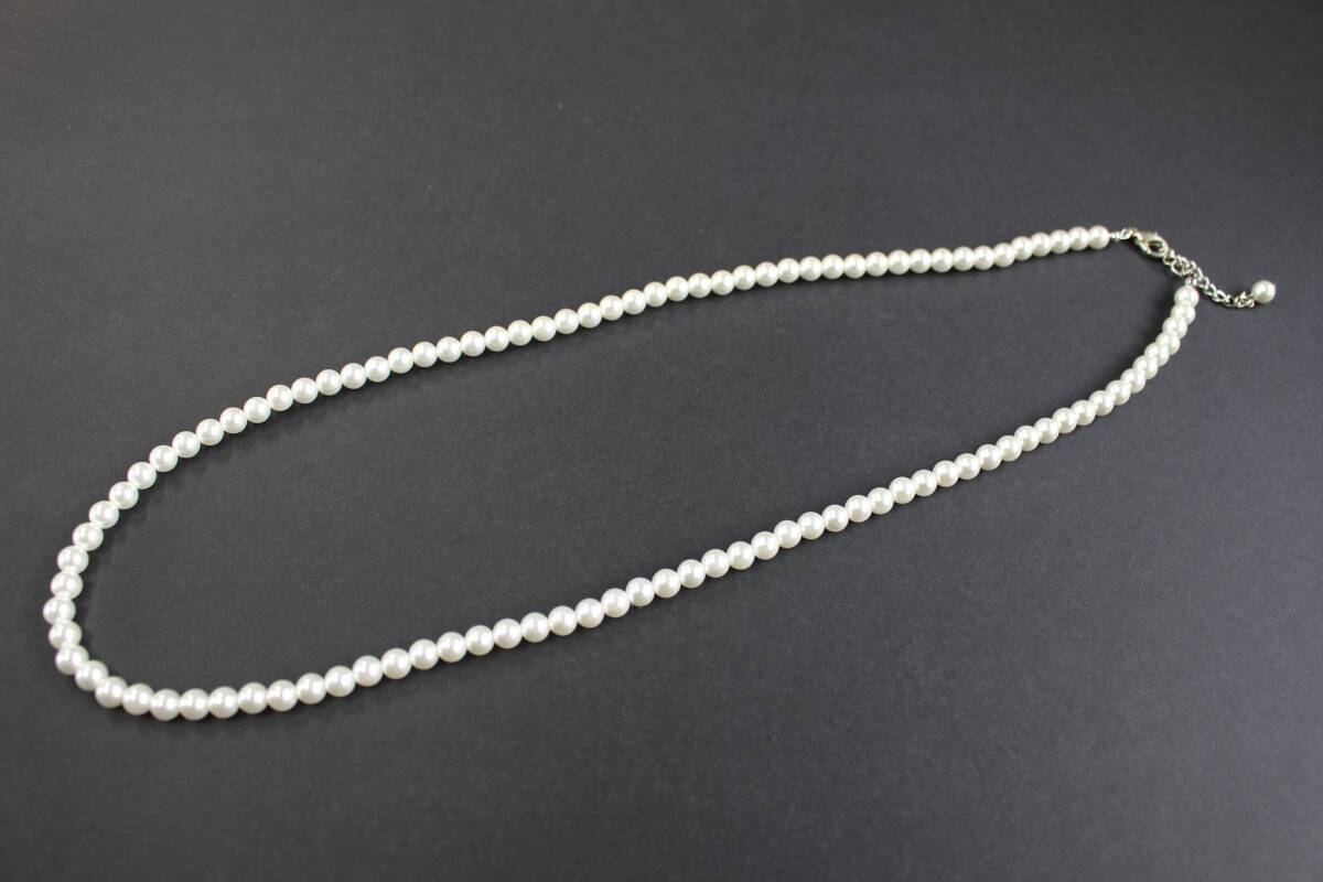 定形外郵便の送料込み:白パールネックレス:6~8㍉:約60㎝まで長さの変更可能拍卖
