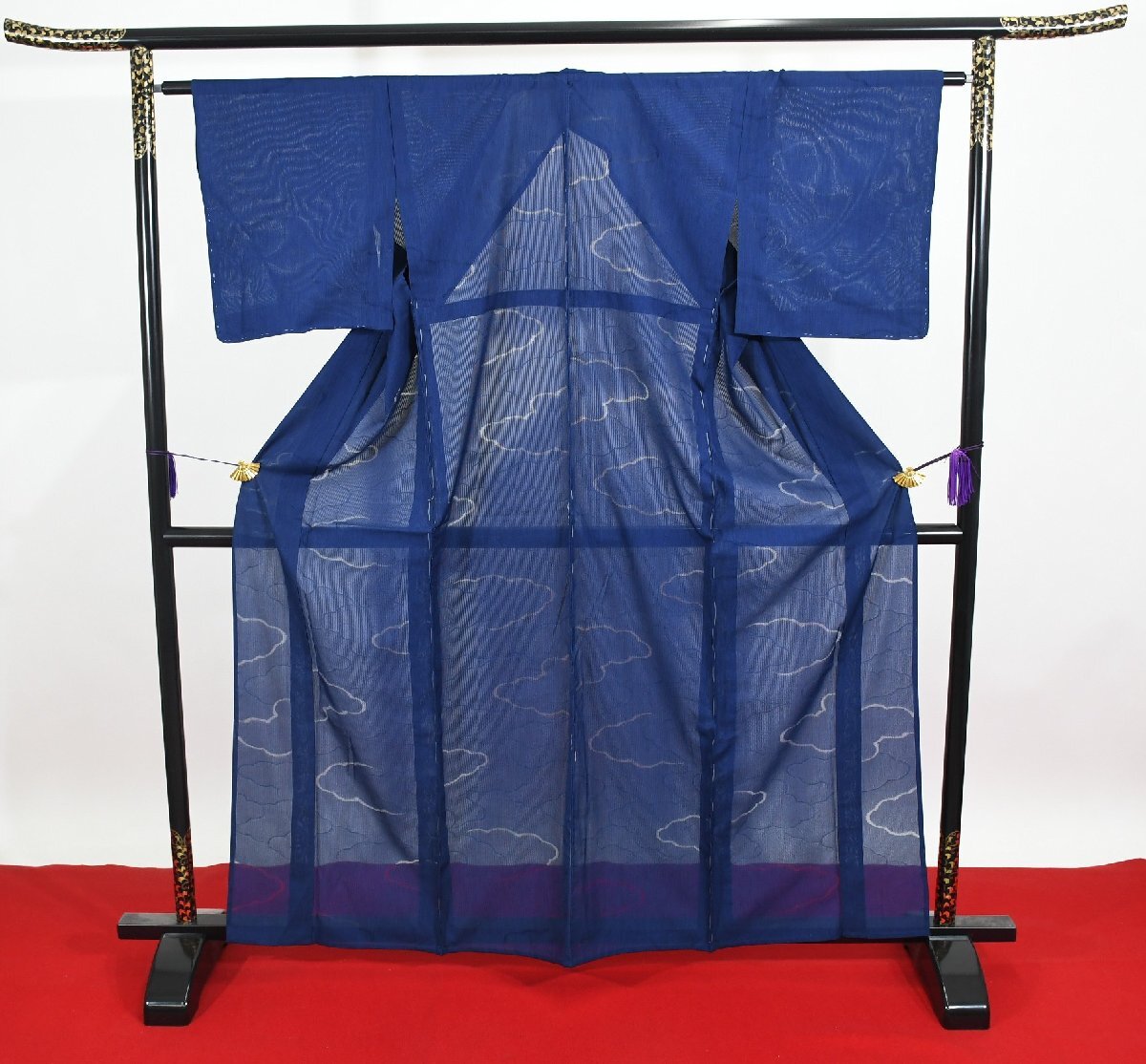 色無地 夏着物 薄物 パーティー 披露宴 印度藍 お茶会 身丈153cm 裄丈63cm ★着物 ia-1132 桜庭呉服店拍卖