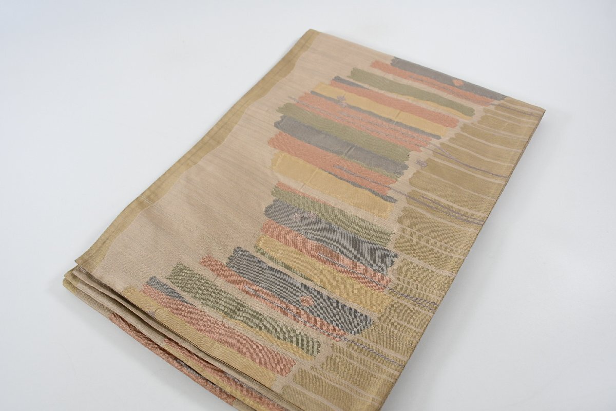 袋名古屋帯 六通柄 流水 幾何学模様 帯丈358cm ★着物屋 ne-14377 桜庭呉服店拍卖